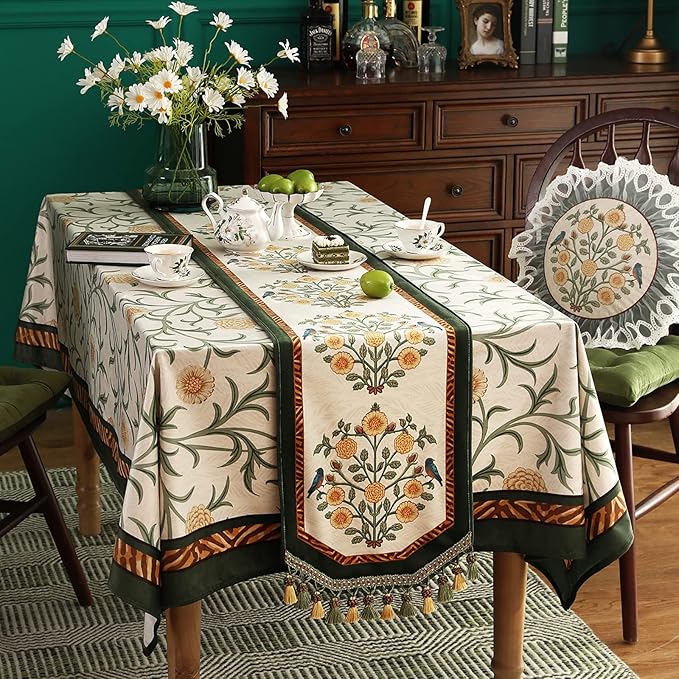 patdrea Velvet French Table Runner Farmhouse for Home Kitchen Dining Decor Parties Family Dinners Wedding 12"*87"