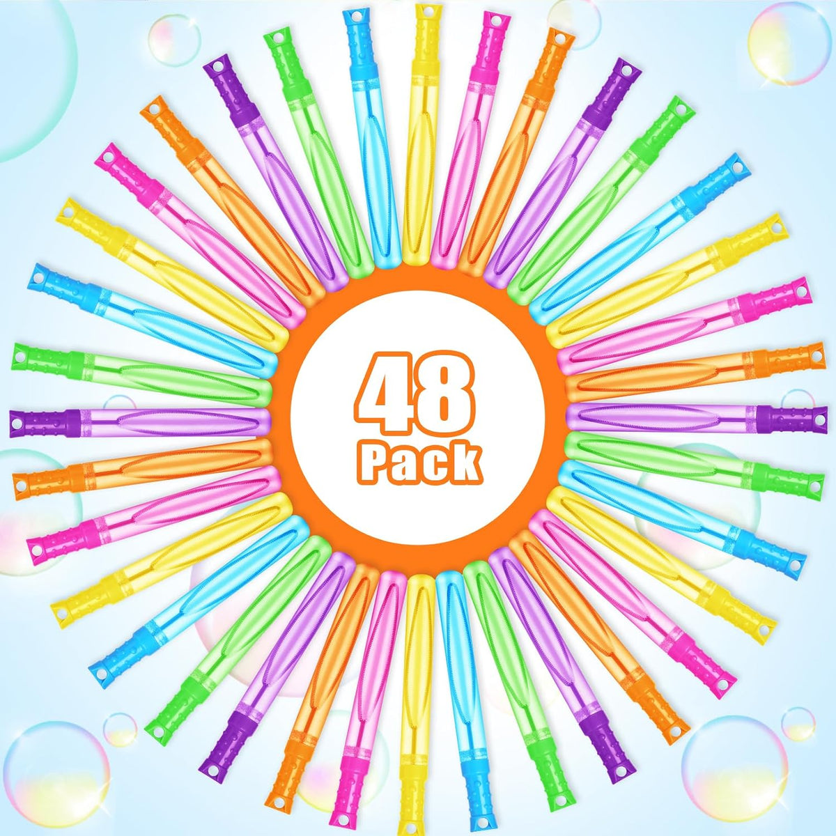 48 Pack Bubble Wand Bulk, Bubble Solution for Summer Outdoor Activities
