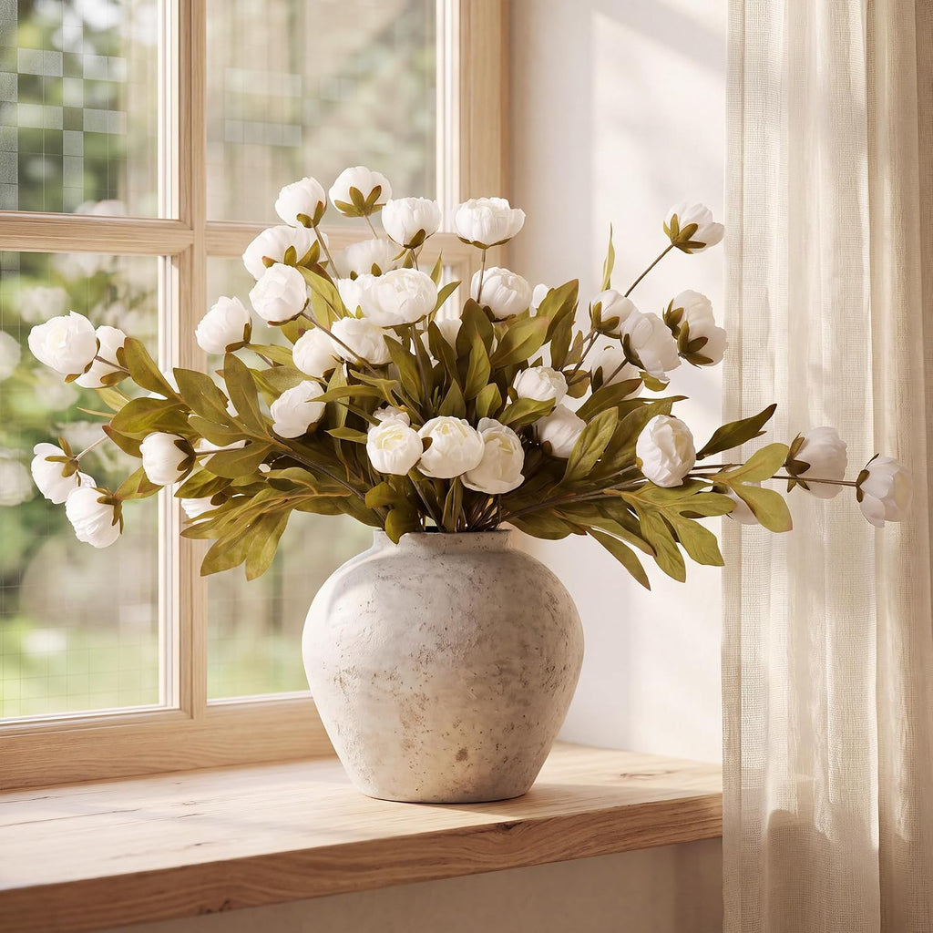 pinkpum 12 pcs faux silk peony artificial flowers showing dimensions
