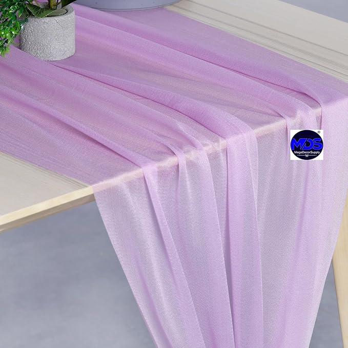 MDS Halloween Chiffon Table Runner - 20 Pack, 29 x 170 Inches, 14ft Each - Sheer Spooky Table Runners for Haunted House Parties, Trick-or-Treat Tables, Witchy Décor, Wedding & Events - Orchid