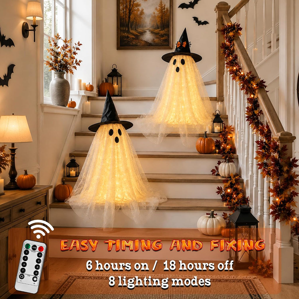 aygxu 2pcs halloween decorations indoor,ghost decor with string shown in use