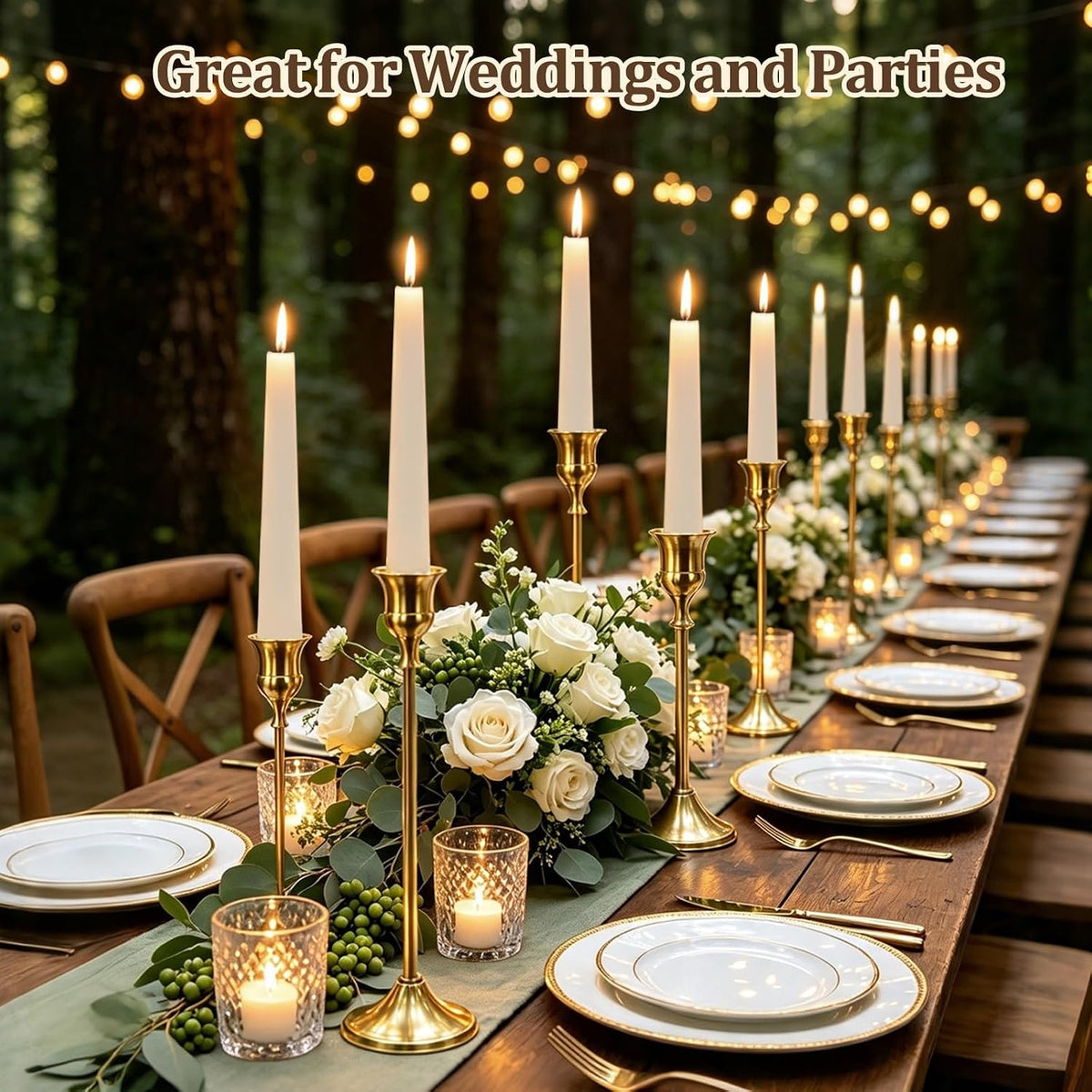24Pcs Gold Taper Candle Holders, Vintage Centerpieces Candlestick Holder
