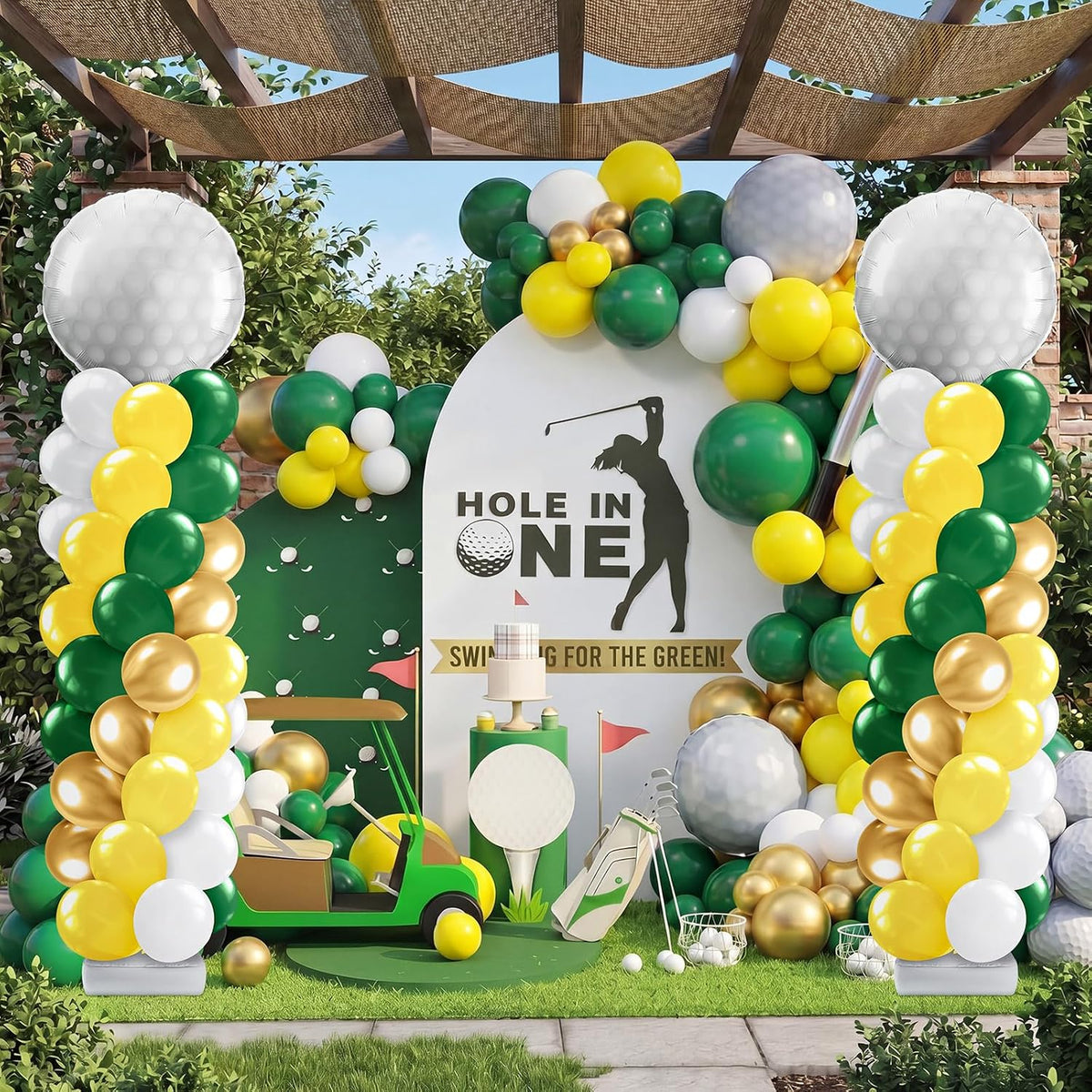kasyat 2 sets golf balloon column stand kit shown in use