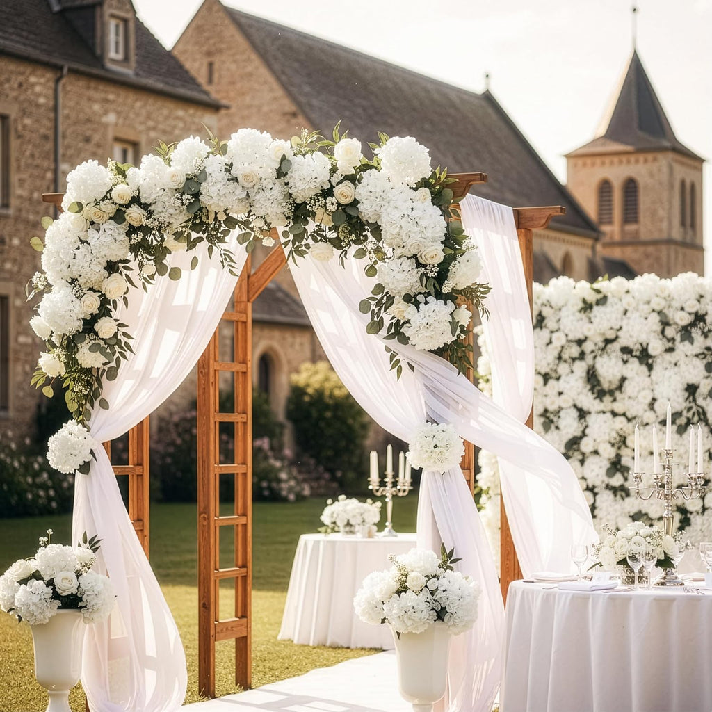 auihiay 104pcs hydrangea artificial flowers bulk, white hydrangeas shown in use