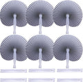 12 Packs Decorative Paper Folding Hand Fans Handheld,Silver Round Foldable Wedding Fans Chinese and Japanese Fans Bulk for Bridal Guest Church Party Favors Dancing Birthday DIY