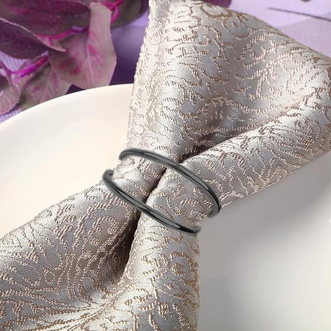 Dark Gray Napkin Rings - 12 PCS Metal Spiral Napkin Rings(Spiral) Napkin Holders Buckles for Family Dinner, Wedding, Party,Table Decorations