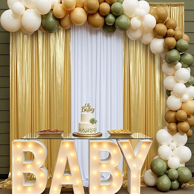 20x10ft Thick Gold Glitter Backdrop Curtain Panels for Parties, Wrinkle Free Sparking Sequin Backdrop Drapes, 4 Panels 5x10ft Shimmer Photo Back Drop Cloth for Wedding Birthday Photography