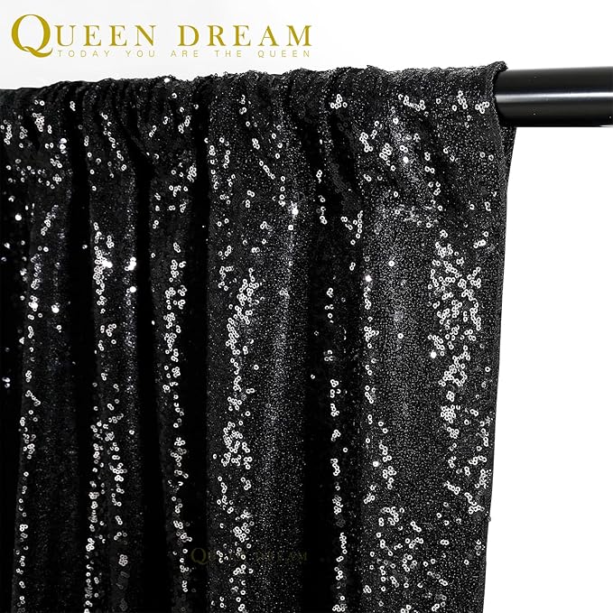 Black Sequin Backdrop 4 Panels 2FTx8FT Halloween Backdrop Curtains Party Backdrop Wedding Baby Shower Decoration