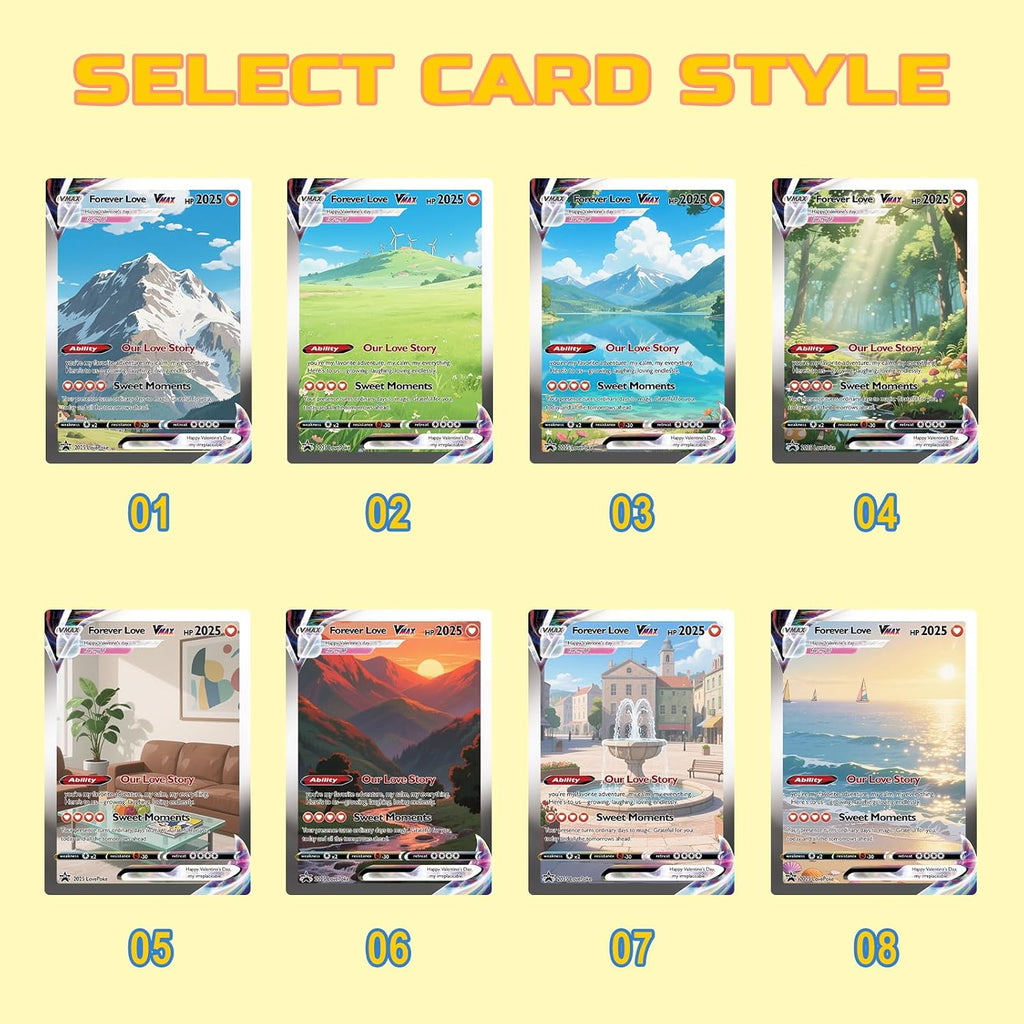Custom Poke Cards Couple Personalized with Anime Picture & Name Customized Trainer or Character Card Gifts for Anniversary Christmas Valentines Birthday Fathers Day