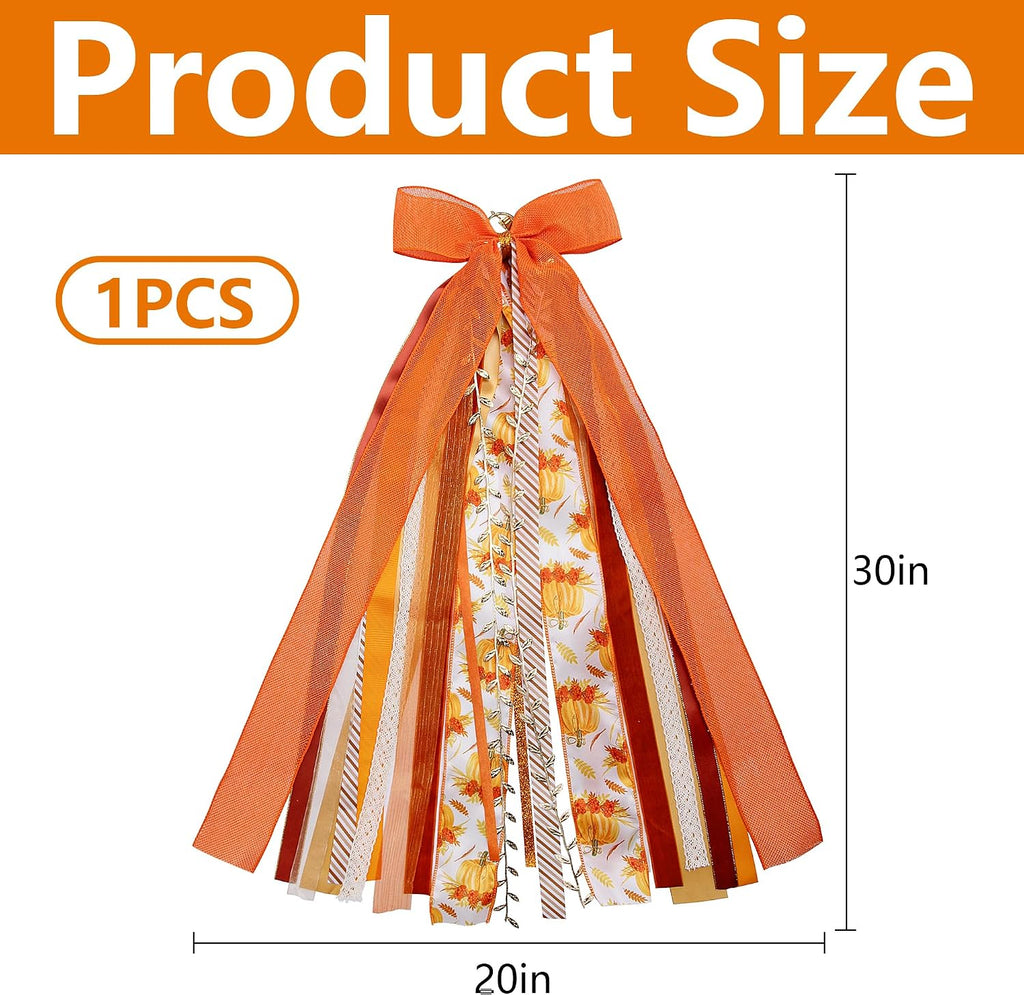 RunNico Thanksgiving Assorted Ribbon Bow for Wreath, Large Fall Clip-On Wreaths Ribbon Bundle, Orange Decorative Wreath Sash Bundle for Thanksgiving Day Party Autumn Front Door Yard Porch Decor