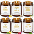Candles for Home Scented - Soy Candles Non Toxic, 6 Pack Candle Gift Set | 42oz 300h Long Lasting Aromatherapy Candles with Lavender Lemon Vanilla Coconut Jasmine Sage - Floral & Fruity Scents