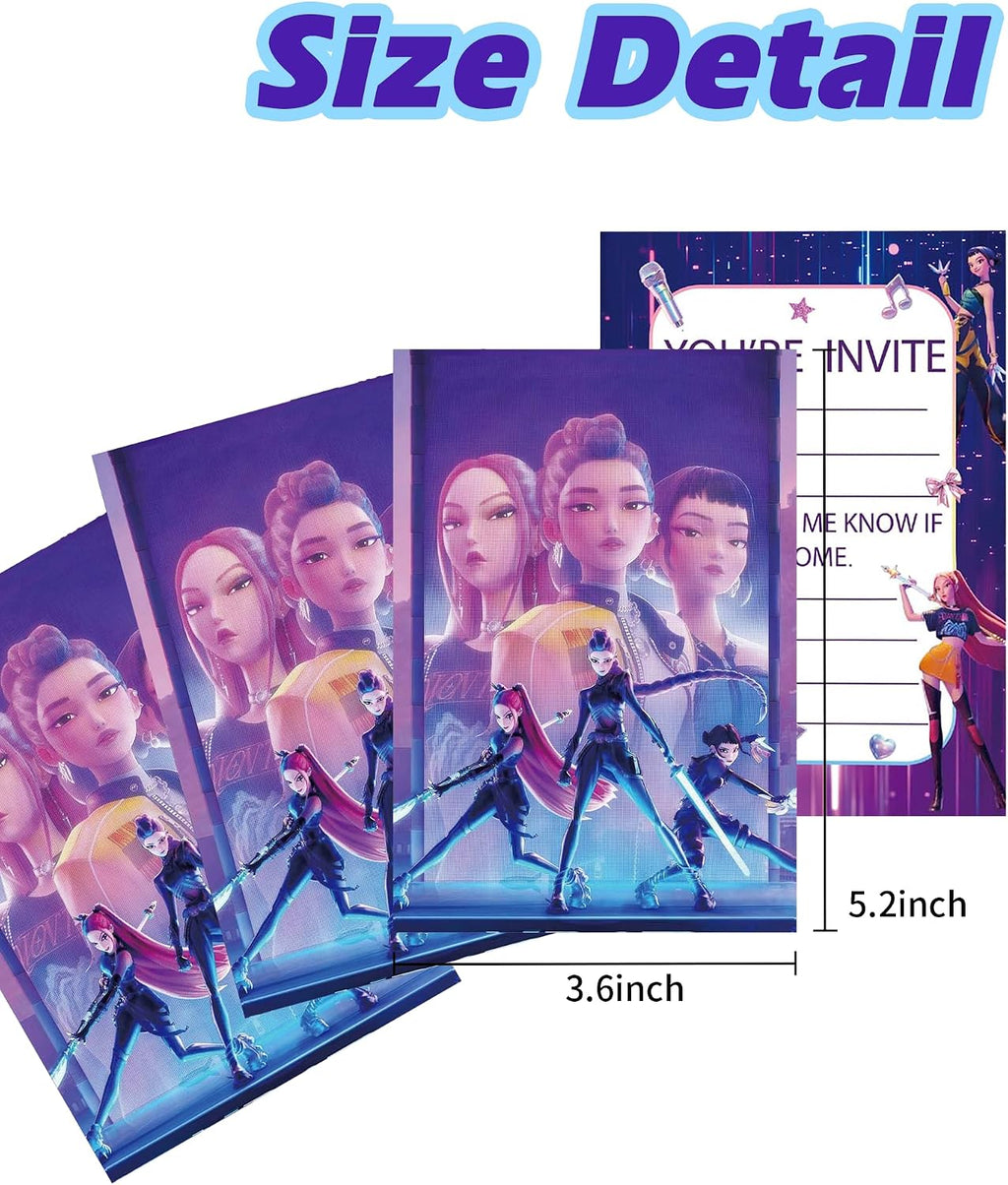 12 Pcs Demon Anime Hunter Birthday Invitations, Cartoon Birthday Party Invitations, Perfect for Birthday Parties, Themed Parties, Holiday Celebrations, and Other Occasions