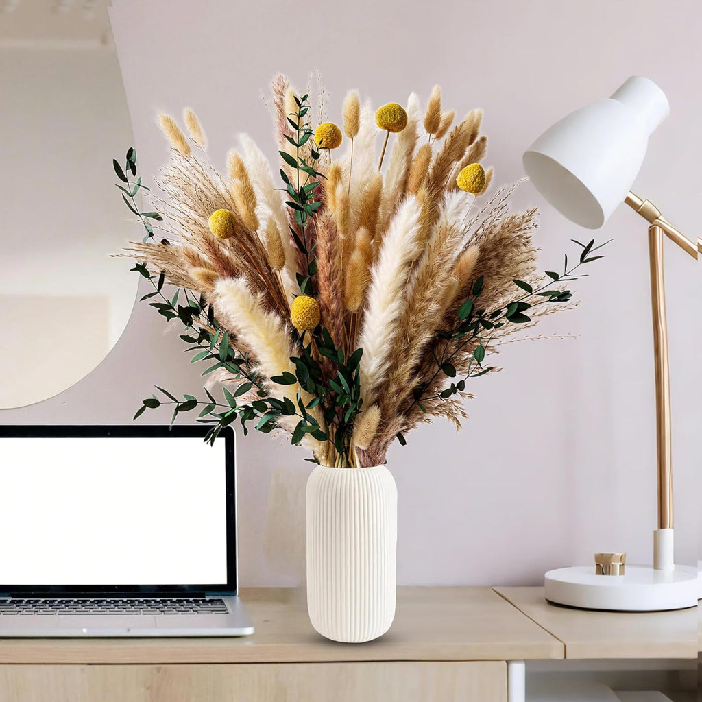 Boho Dried Flowers Bouquet – Olive Green Wall Decor, Pampas Grass Bouquet, Rustic Flower Arrangement, Moody Office & Bedroom Decor, DIY Home Vase Filler, Farmhouse Floral, Boho Wedding Bouquet