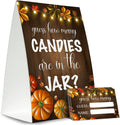 Guess How Many Candies Are in the Jar (1 Standing Sign + 50 Guessing Cards),Pumpkin Halloween,Bridal Shower Sign,Baby Shower Sign - NG01