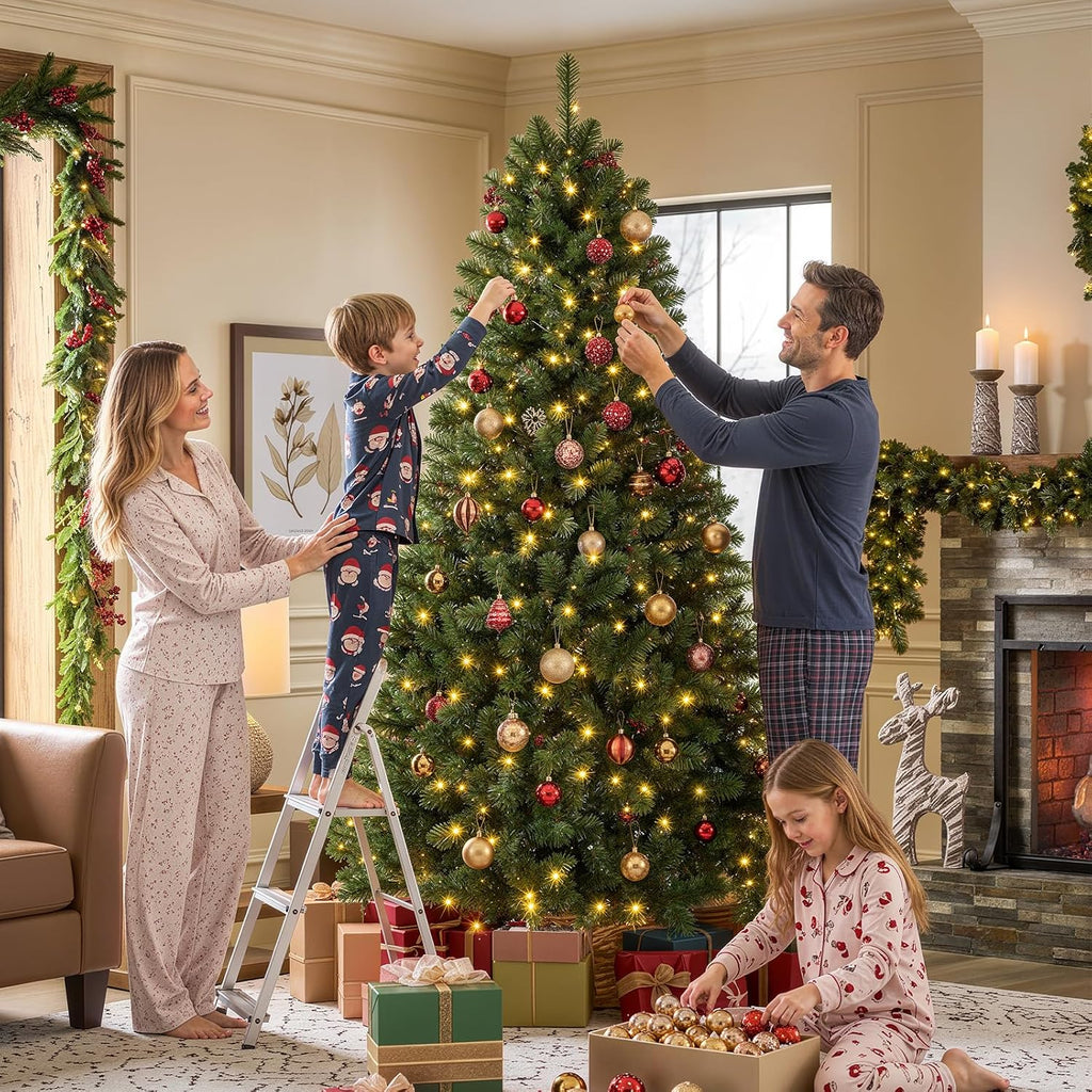 alupssuc 6ft prelit christmas tree, warm white lights on a desk or shelf