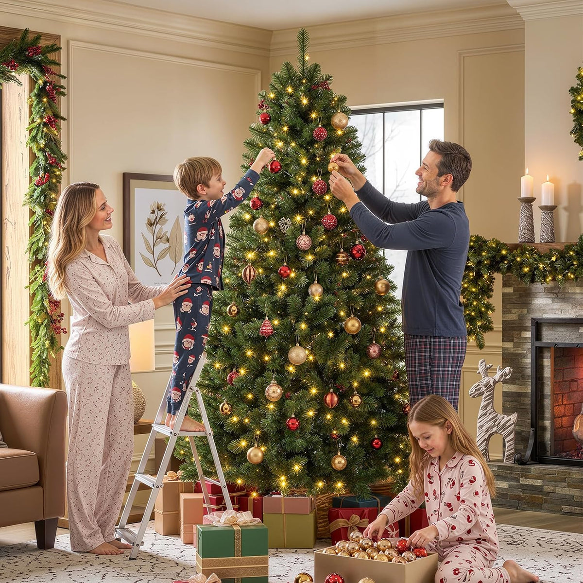 alupssuc 6ft prelit christmas tree, warm white lights on a desk or shelf