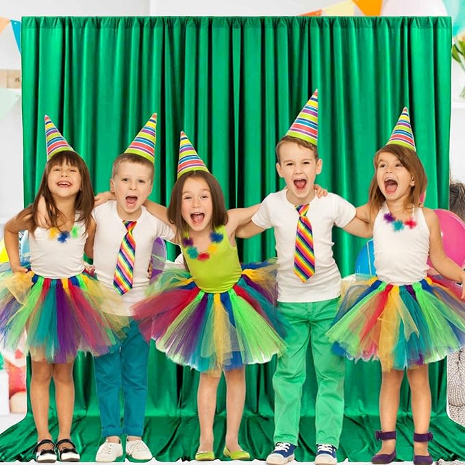 2 Panels Deep Green Backdrop Curtain, 10 x 7 Feet Background Curtains for Parties, Weddings, Baby Showers, Bachelorette Halloween, Christmas Birthday Party Photoshoot Backdrop Curtains Decorations