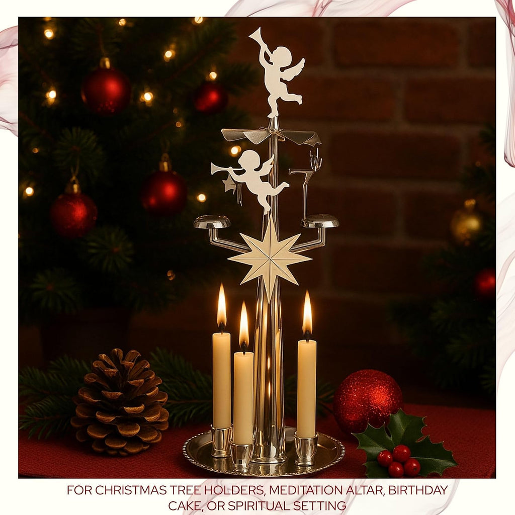 Biedermann & Sons Ivory Chime Candles (20 Count), Unscented Dripless Tapers, 4 Inch Tall 0.5 Inch Diameter, 2 Hour Long Burning Paraffin Wax, for Angel Chime Carousels and Holders