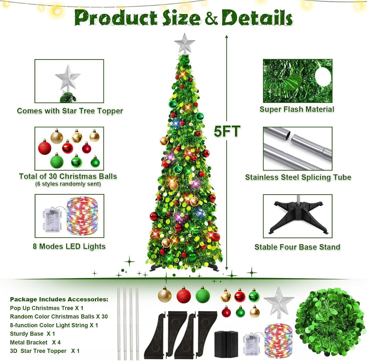 n&t nieting pop up christmas tree with lights shown in use