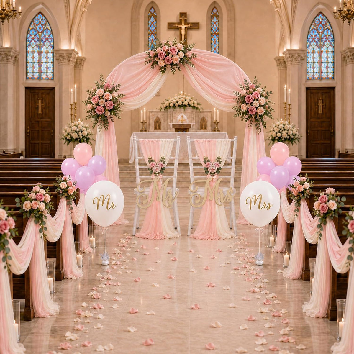 cinrobiye 45 pcs blush pink ivory wedding arch, package contents
