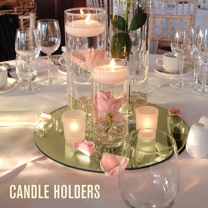 Houseables Gold Mirror Centerpieces For Tables, Round Mirrors For Centerpieces, Mirrored Trays, Round Table Plate Tray, Circle, Glass Charger, Wedding, Center Piece, Small, Base, Candle, 12 Inch, 12PK