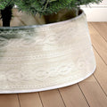 WBHome Christmas Tree Collar, Adjustable 28 inch Cable Knit Knitted Thick Rustic Holiday Decoration, Farmhouse Tree Ring Tree Skirt for Christmas Home Décor, Beige