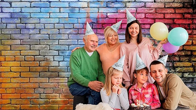 YYNXSY Colorful Brick Wall Photo Backdrop - Retro Stone Brick Wall Background - Microfiber Background Decoration - 8X6FT YY-24
