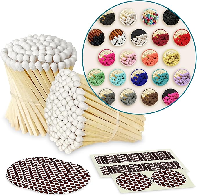 Thankful Greetings 2" Choose Your Colors Safety Matches | Set of 200+ Bulk Artisan Matchsticks with Striker Stickers Select 2 Colors - 100+ of Each | Custom for Your Home Decor, Gifts, & Events