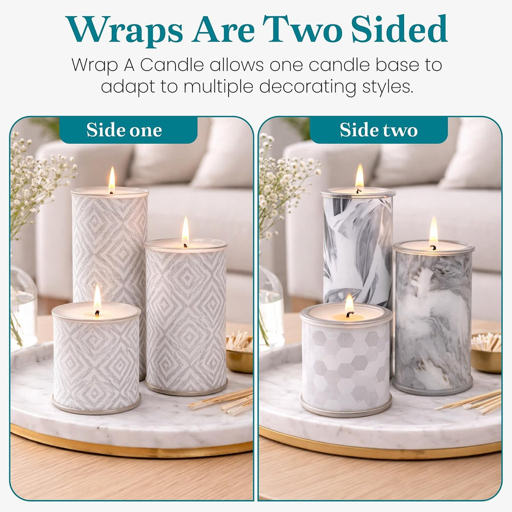 Decorative Candle Holder Set of 3, Table Centerpiece Candle Decor for Home Decor Candles, Reusable Pillar Candle Alternative with Interchangeable Wraps, Tea Light Holder Giftable Holiday Accent