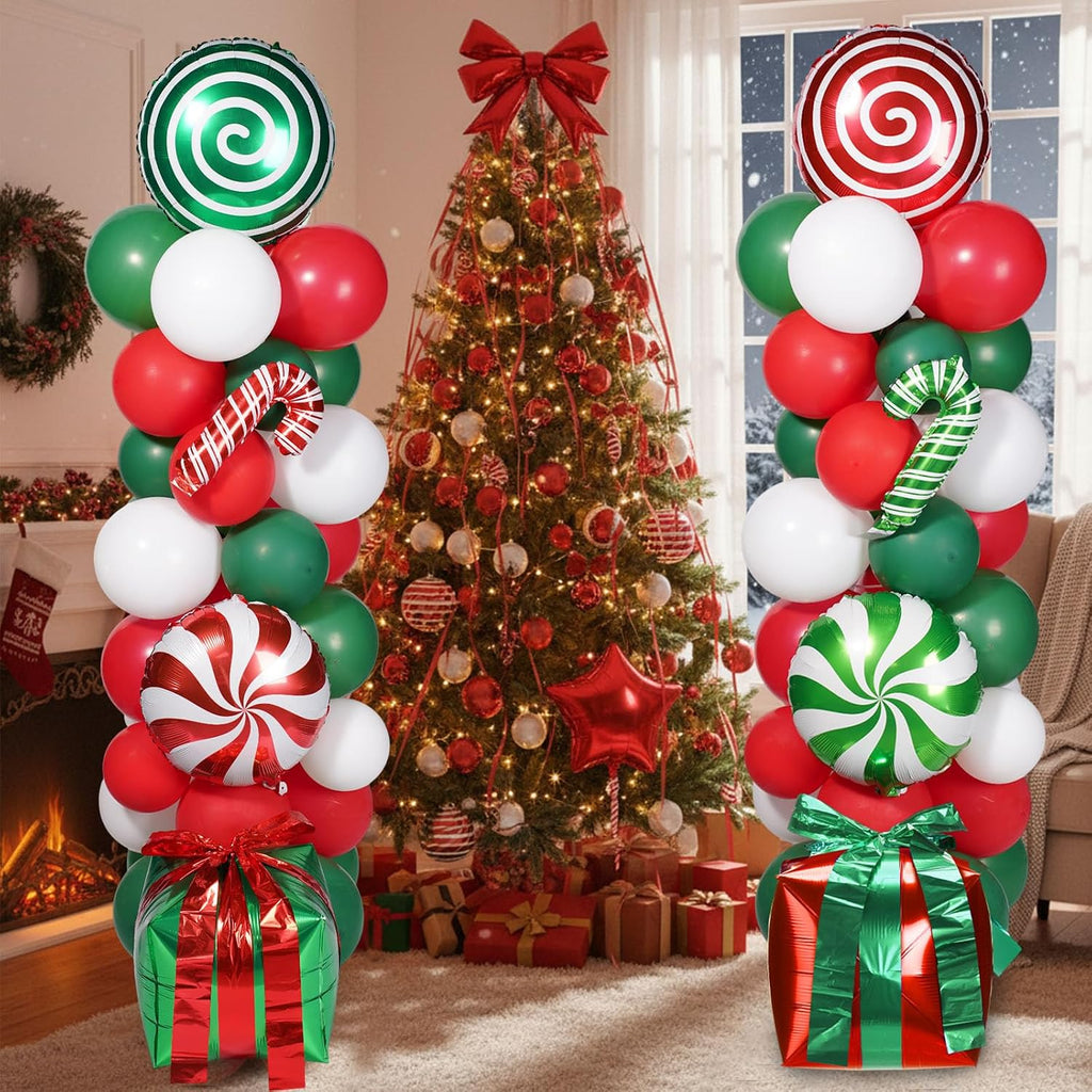 realspring 132 pcs christmas balloon column stand kit, close-up detail
