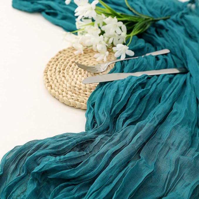 6 Pack Cheesecloth Table Runner 10Ft Christmas Gauze Boho Table Runners for Wedding Decor Bridal Shower Decorations(35" x 120")