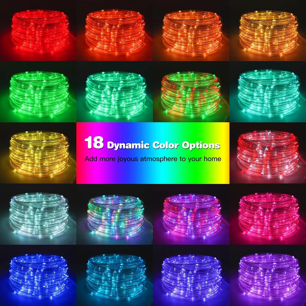 Gvwoxm 66FT 200 LED Rope Lights, 18 Colors with Timer, 5 Modes, Waterproof Plug-in Remote Control Camping String Lights for Outside, Camping, Classroom, Party, Festival Decoration Light Strings