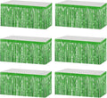 6 Pack 29x108 Inch Metallic Foil Fringe Tinsel Table Skirts Banner for Rectangle Tables Streamer Curtains Backdrop for Wedding, Birthday, Parade Floats, St Patrick Day Party Decoration(Light Green)