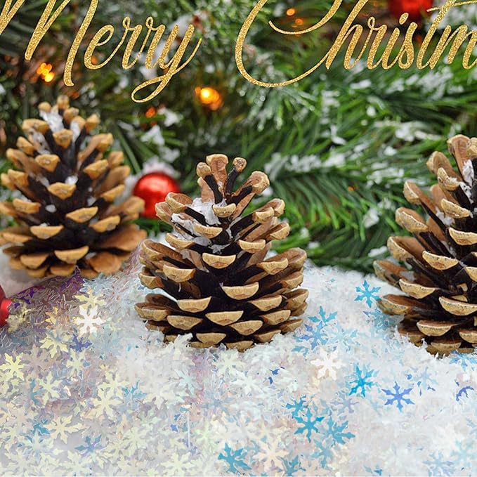 2000pcs/50g Christmas Snowflakes Confetti Decorations,Iridescent Snowflake Table Confetti Glitter Snowflake Sequins for Winter Wonderland Party Home Decoration