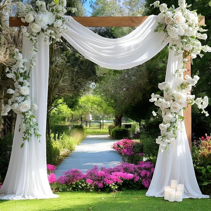 MDS Halloween Chiffon Draping Fabric - 1 Panel, 30" Wide x 40ft Long - Sheer Spooky Arbor & Canopy Drapery for Haunted House Backdrops, Party Ceilings, DIY Costumes & Themed Events - White