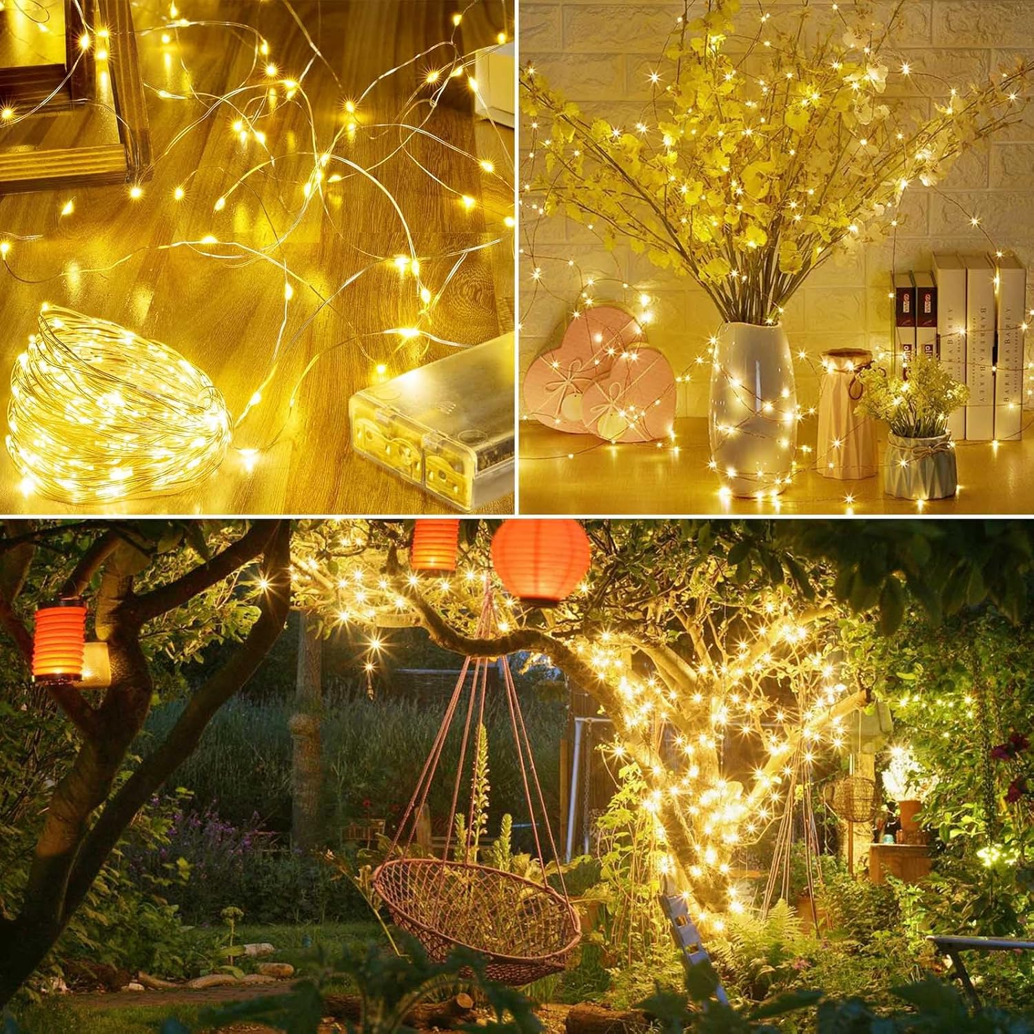 4Pack 80FT 240LED Fairy Lights Battery Operated with Remote & Timer | 8 Modes Twinkle String Lights Battery Powered Indoor Outdoor Waterproof for Bedroom Wedding Classroom Christmas Décor, Warm White