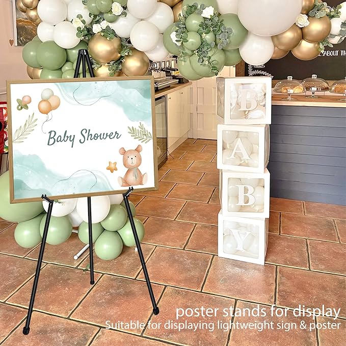63" Display Easel Stand - 2Packs Art Easels for Wedding Sign Poster Stand Folding Floor Adjustable Metal Black Easel Instant Tripod Easel for Painting Wedding Welcome Sign Stand