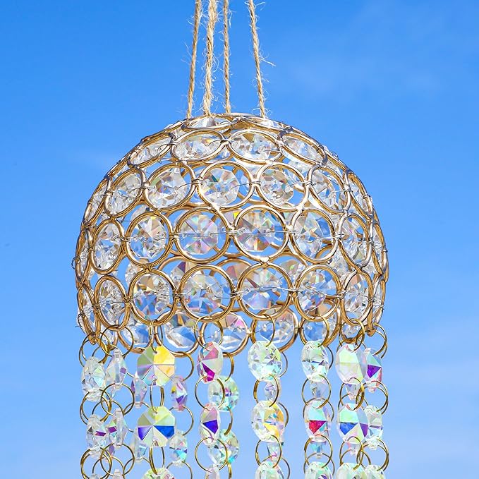 Chandelier Wind Chimes Crystal Suncatcher Window Hanging Sun Catchers AB Color Crystal Prism Rainbow Maker Pendant…
