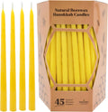 Natural Beeswax Hanukkah Candles, Hand-Made Chanukkah Menorah 45 Yellow Candles for All 8 Nights Fits Most Menorah Burn Time 1-Hour