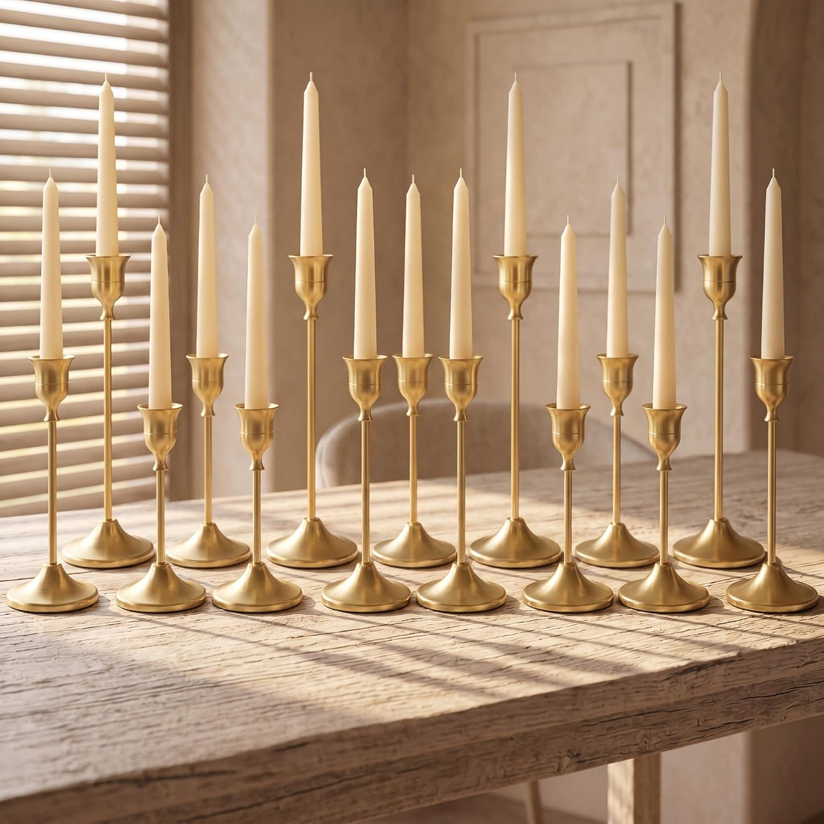 24 Pcs Gold Candlestick Holders, Vintage Metal Candle Holders Taper Candle St...
