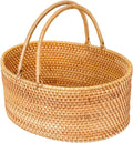 rattan picnic basket with handle, 12.6x9x5 in handwoven, main product view
