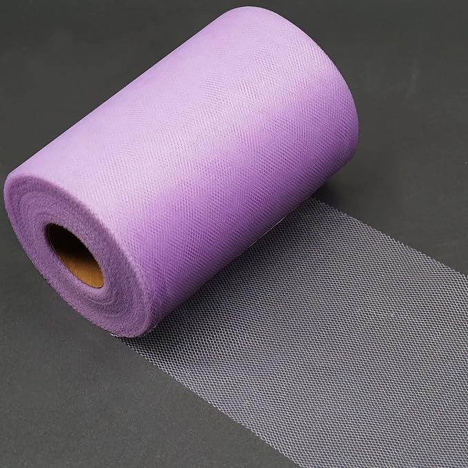 Lavender Tulle Fabric Rolls 6 Inch by 100 Yards (300 feet) Fabric Spool Tulle Ribbon for DIY Lavender Tutu Bow Baby Shower Birthday Easter Party Wedding Decorations Christmas Craft Supplies