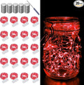 LAMPHOME 20 Pack Fairy Lights Battery Operated String Lights, 20 LED on 6.6FT Silvery Copper Wire, Firefly Fairy String Lights for Wedding Party Mason Jar Christmas Decorations Bedroom Decor(Red)