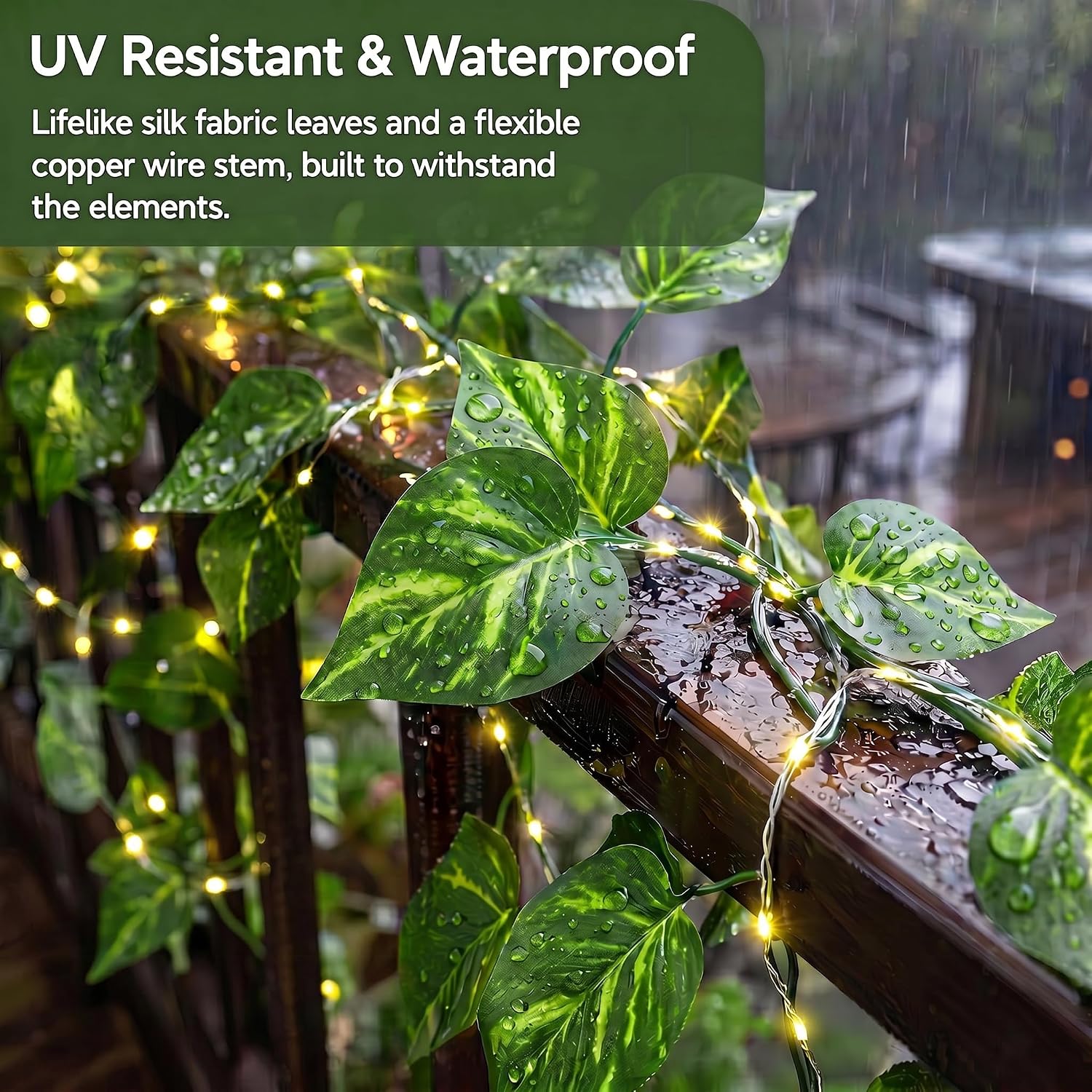 OMIKA Vine with Fairy Lights Battery Operated, 2 Pack 40FT 120LED Pothos String Lights with Remote, Pothos Leaf Lights for Bedroom, Wall, Garden, Party, Wedding Decor(Warm White)