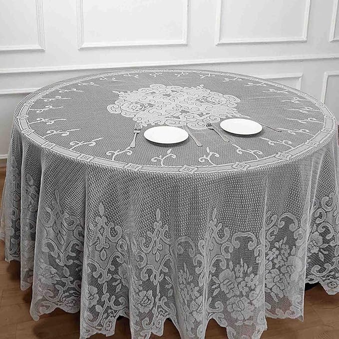 Tableclothsfactory 120" Ivory Premium Lace Round Tablecloth for Banquet Party Wedding Event Home Decor