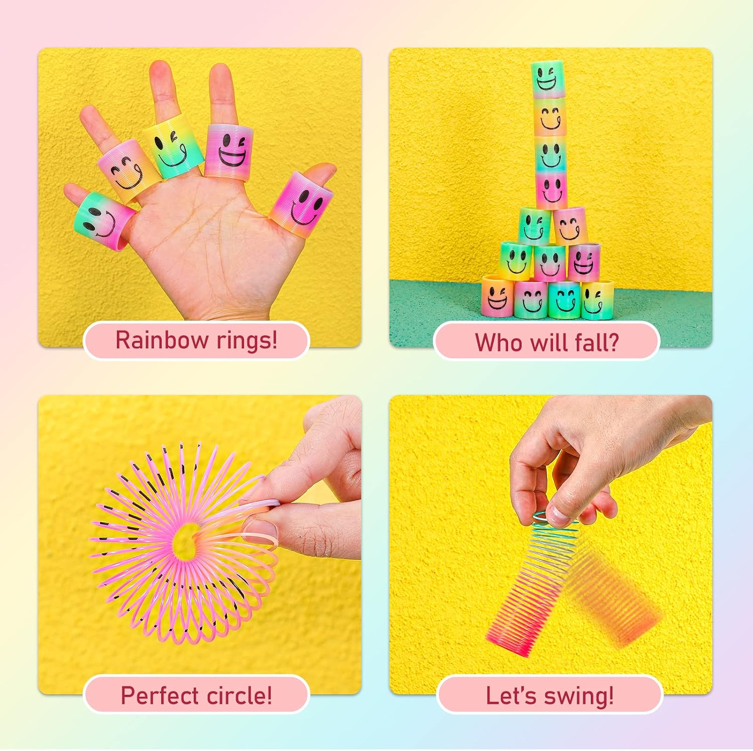 AZEN 24 Pcs Mini Spring Party Favors for Kids 3-5 4-8, Goodie Bags Stuffers for Birthday Party, Classroom Prizes Kids Prizes, Small Bulk Toys Gifts (4 Smile)