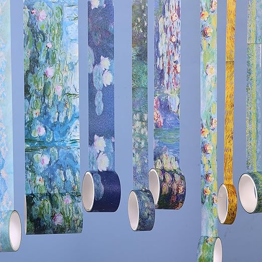 32 Rolls Washi Tape Set, Colored Van Gogh Patterns Decorative Masking Tape, Vintage Artists Tapes for Journaling, Junk Journal, DIY Craft Projects, Scrapbooking Supplies Decor