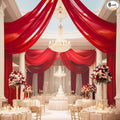 DUOBAO Ceiling Drapes 5FTx10FT Red Backdrop Curtains for Tent Drape Elegant Events Dark Red Wedding Arch Draping Fabric Sheer Chiffon Curtain for Banquet Room Graduation Prom, 6 Panels 5×10ft
