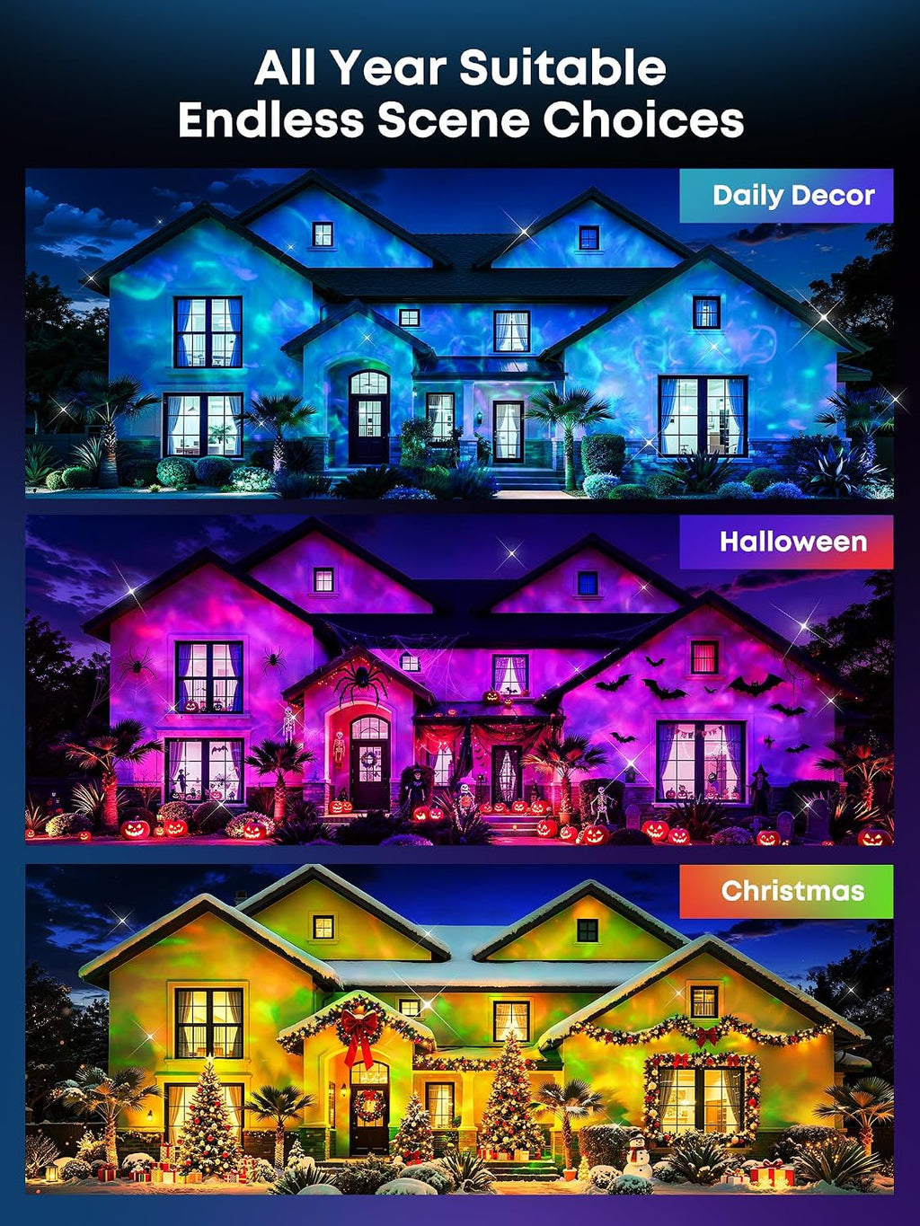 pikoy halloween projector outdoor with app, halloween decorations, front angle view