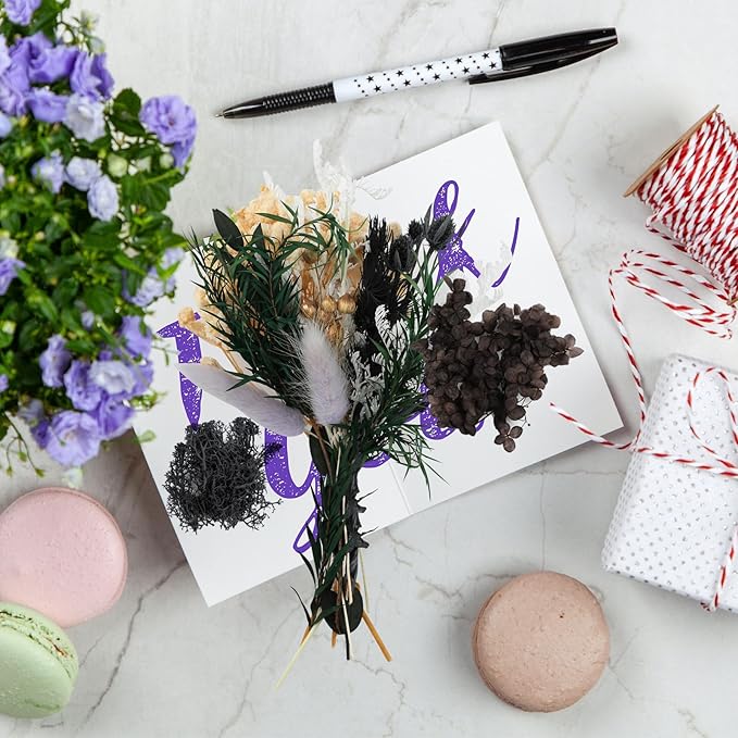 Dried Flowers,Dried Flowers Set for DIY Scrapbook Accessories Flower Arrangements Flower Decoration Wedding Decoration(Black)